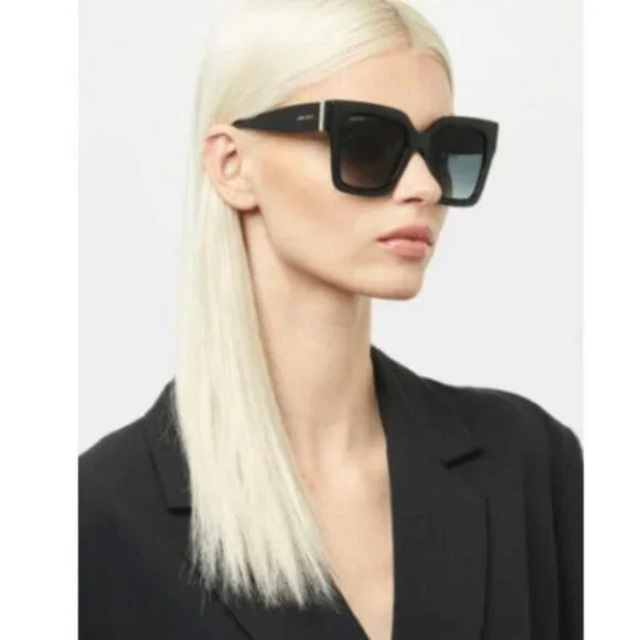 Jimmy Choo EDNA/S 807 Black Silver Square Grey Lens Women Sunglasses